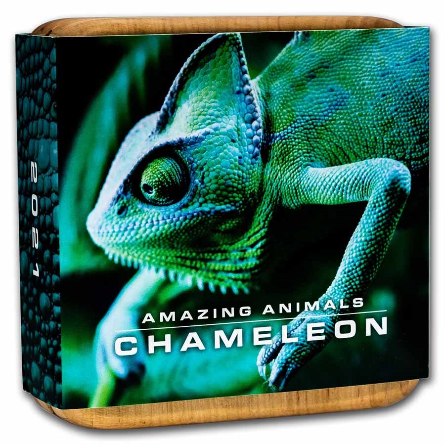 2021 Niue Amazing Animals – Chameleon 3oz Silver Antiqued Coin