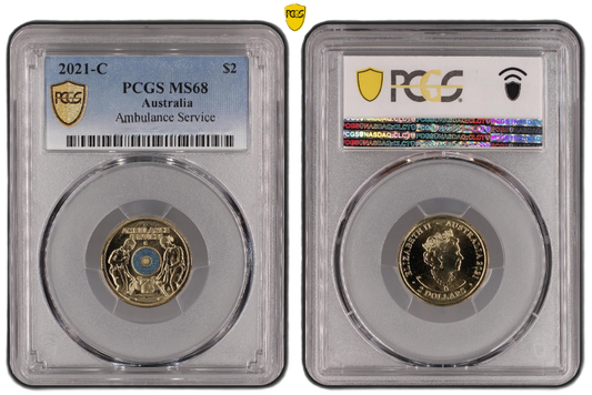 2021 PCGS MS68 graded Ambulance Service gold shield C mintmark Coin