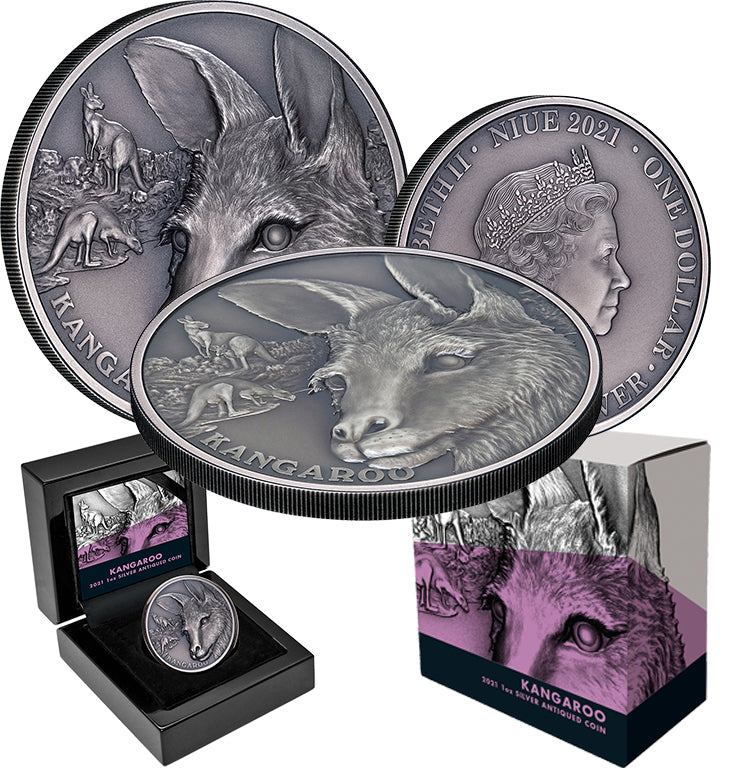 2021 Niue Kangaroo 1oz Silver Antiqued Coin