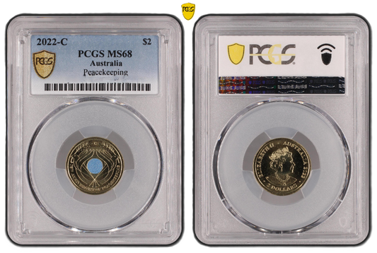2022 PCGS MS68 graded 75th Peace keeping gold shield Coloured C MintMark Coin