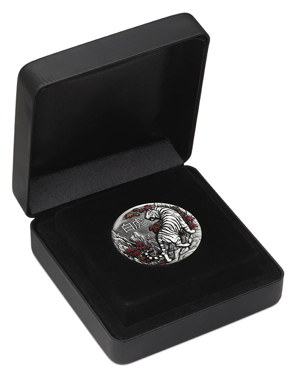 2022 Perth Mint White Tiger 2oz Silver Antiqued Coloured Coin