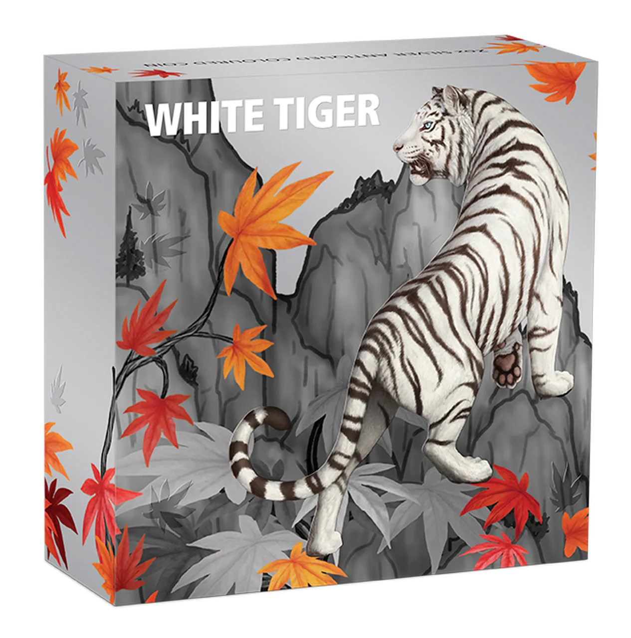 2022 Perth Mint White Tiger 2oz Silver Antiqued Coloured Coin