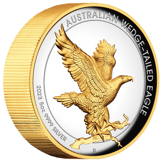 2023 Perth Mint Wedge-tailed Eagle 5oz Silver Proof High Relief Gilded Coin
