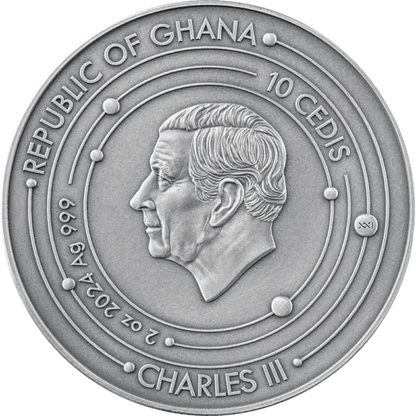 2024 Ghana Solar System Mercury 2oz Silver Proof Coloured Spherical Coin