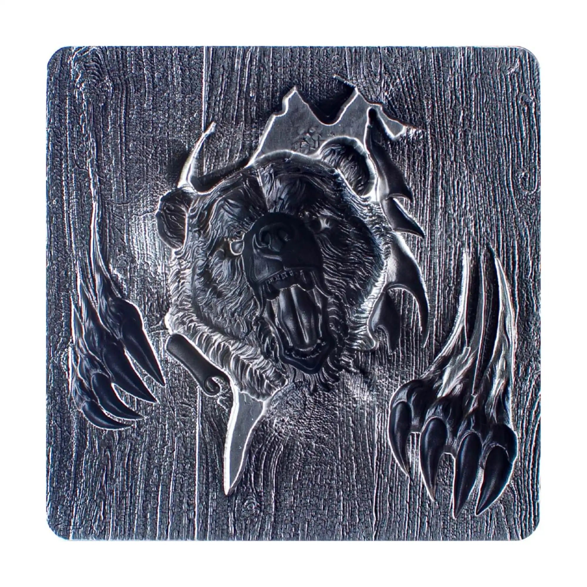 🐻 2024 KOMSCO Furious Beasts Bear 2oz Silver Antiqued Ultra HR Stacker