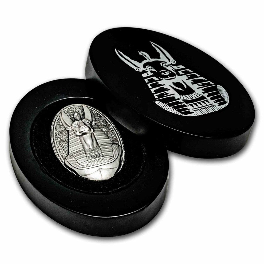 2024 Djibouti Lord of the Sacred Land Anubis 3oz Silver Antiqued Coin