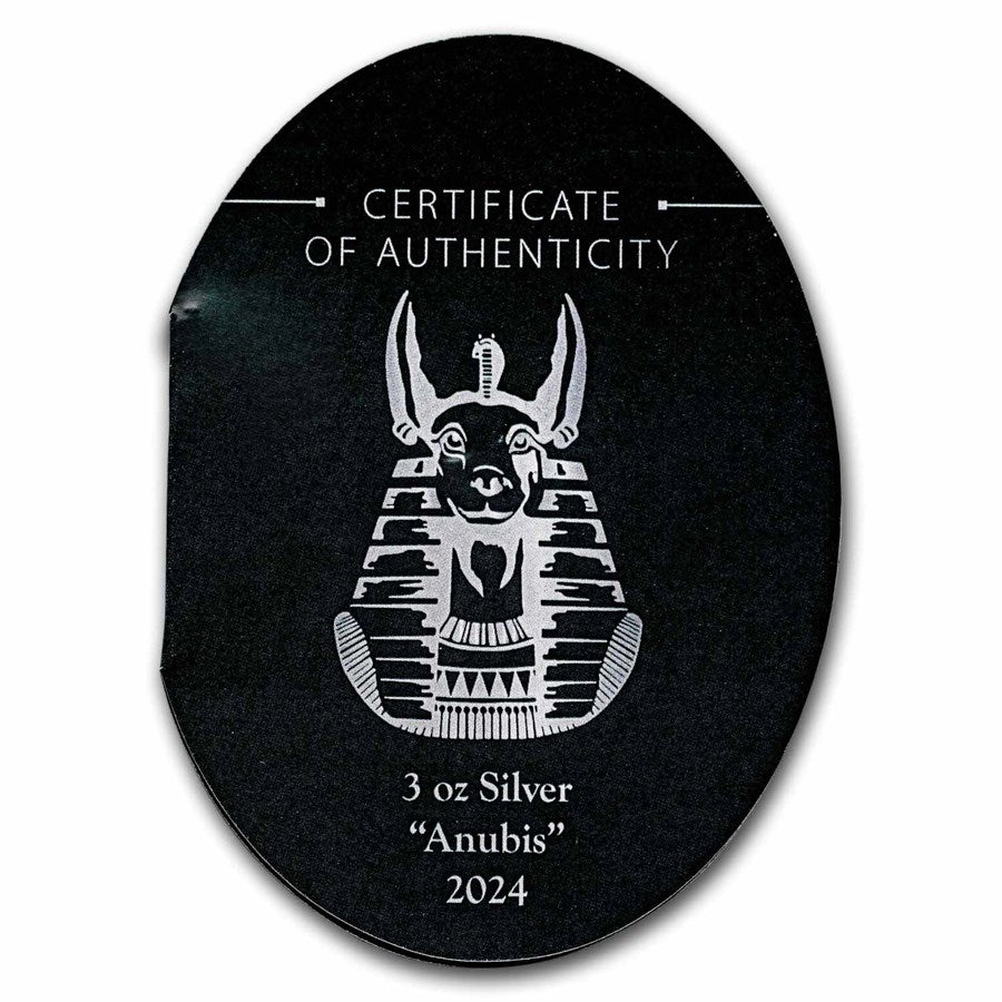 2024 Djibouti Lord of the Sacred Land Anubis 3oz Silver Antiqued Coin