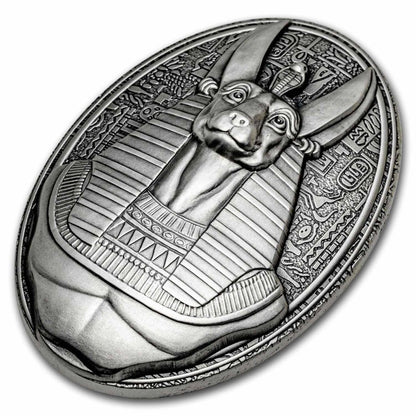 2024 Djibouti Lord of the Sacred Land Anubis 3oz Silver Antiqued Coin