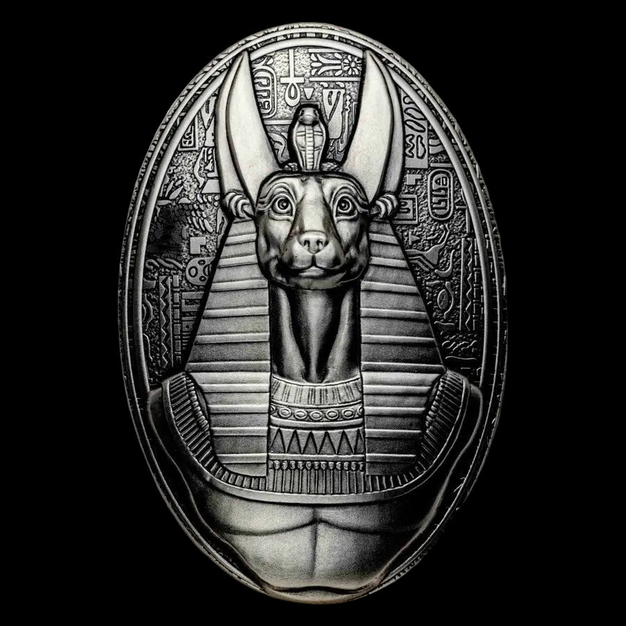 2024 Djibouti Lord of the Sacred Land Anubis 3oz Silver Antiqued Coin