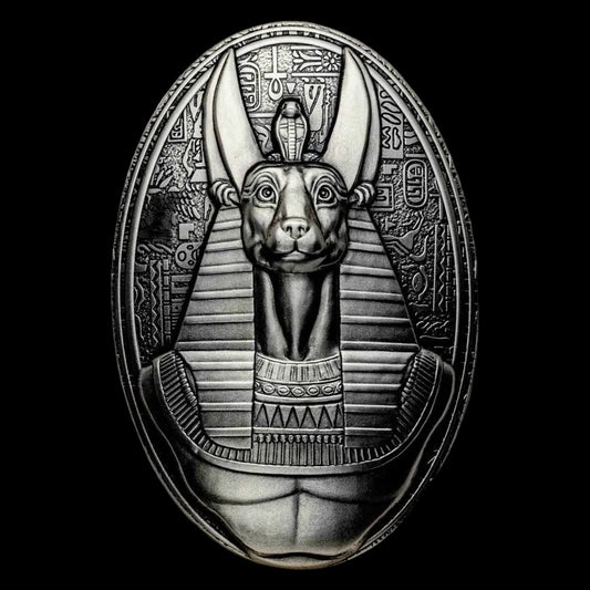 2024 Djibouti Lord of the Sacred Land Anubis 3oz Silver Antiqued Coin