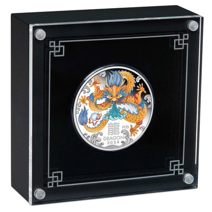 2024 Perth Mint Lunar Dragon 1oz Silver Proof Coloured Coin