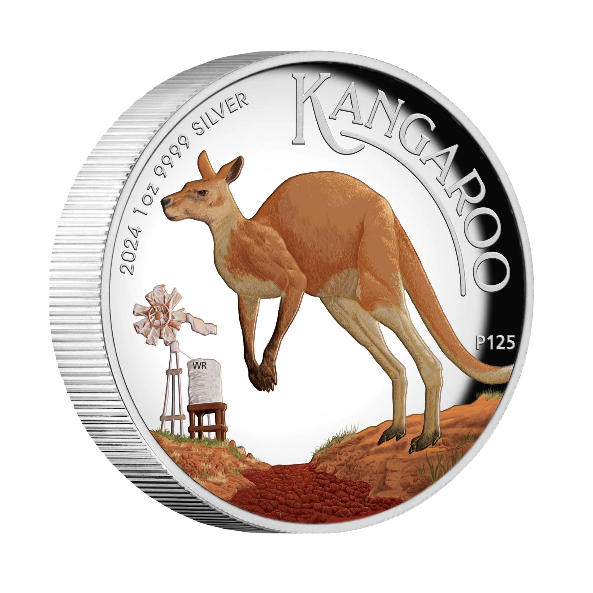 2024 PerthMint Kangaroo 1oz Silver Proof High Relief Coloured Coin
