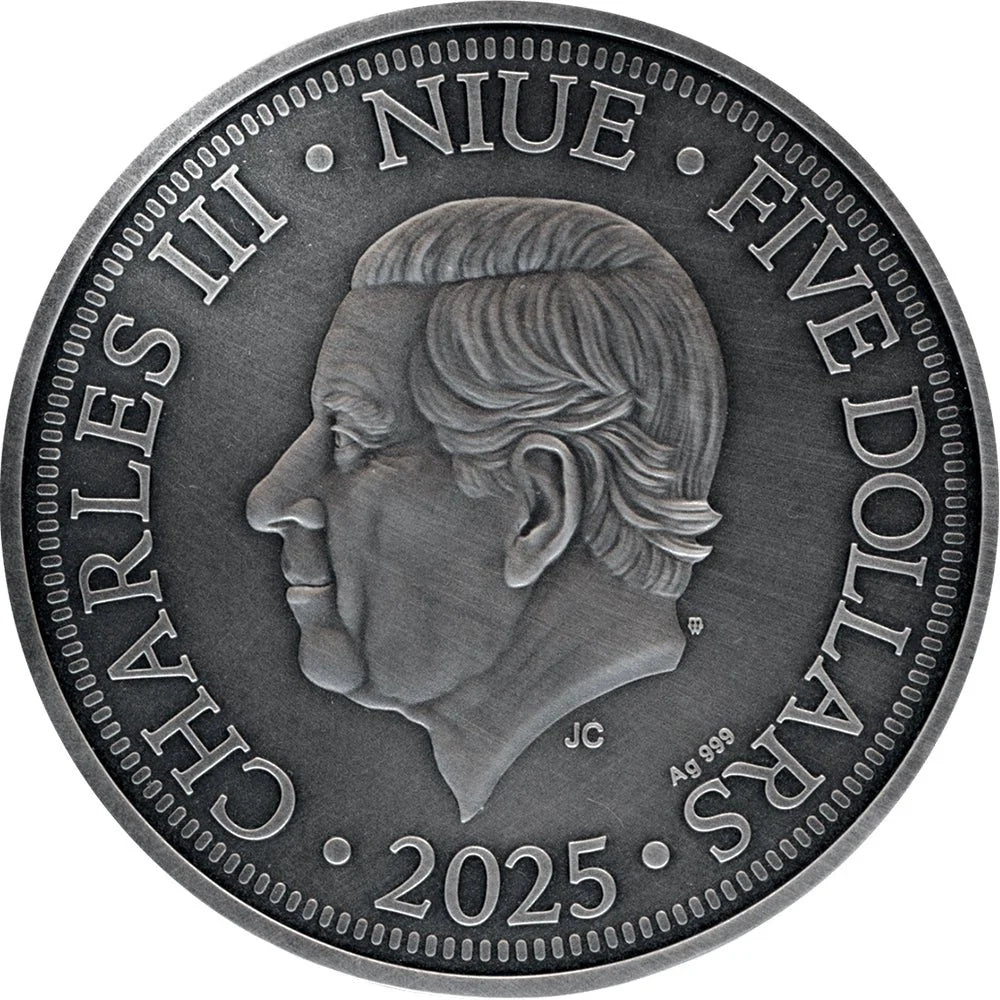 2025 Niue Cleopatra 2oz Silver Antiqued Gold-Plated Coloured Coin