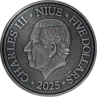 2025 Niue Cleopatra 2oz Silver Antiqued Gold-Plated Coloured Coin