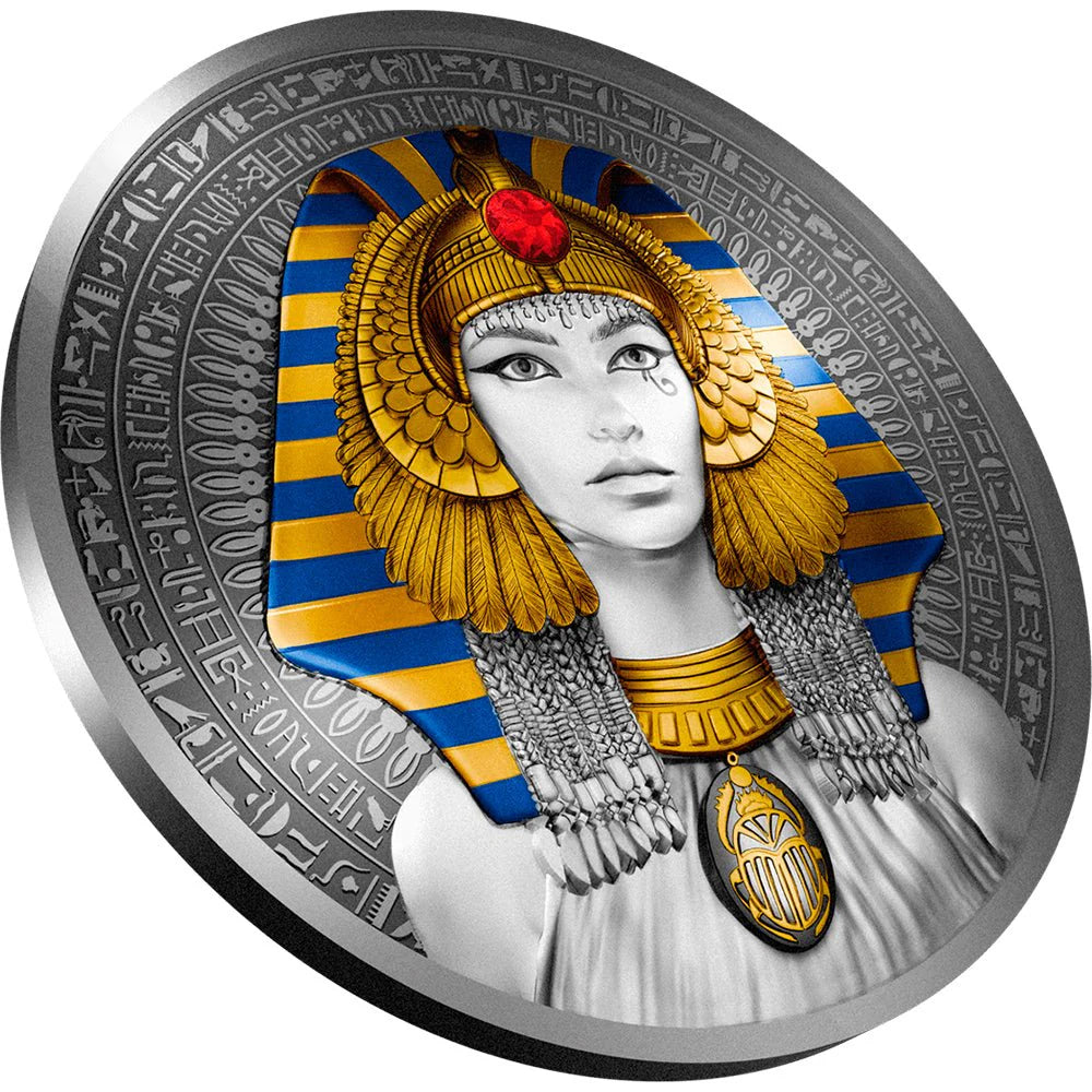 2025 Niue Cleopatra 2oz Silver Antiqued Gold-Plated Coloured Coin