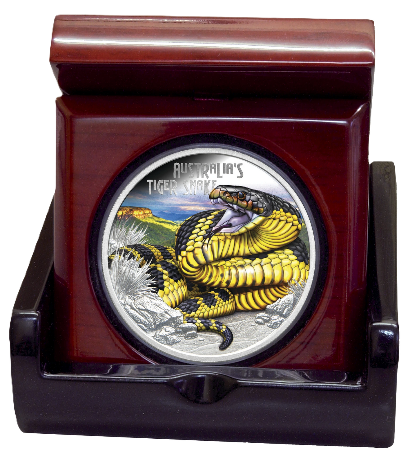2025 Niue Deadly & Dangerous $1 Tiger Snake 1oz Silver Coloured Proof Coin