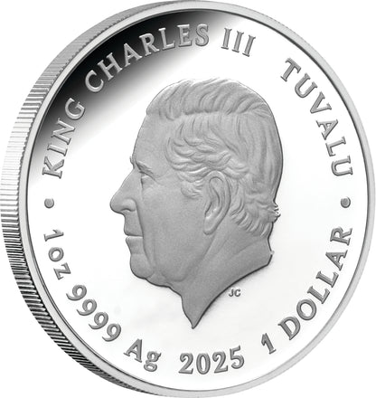 2025 Niue Deadly & Dangerous $1 Tiger Snake 1oz Silver Coloured Proof Coin