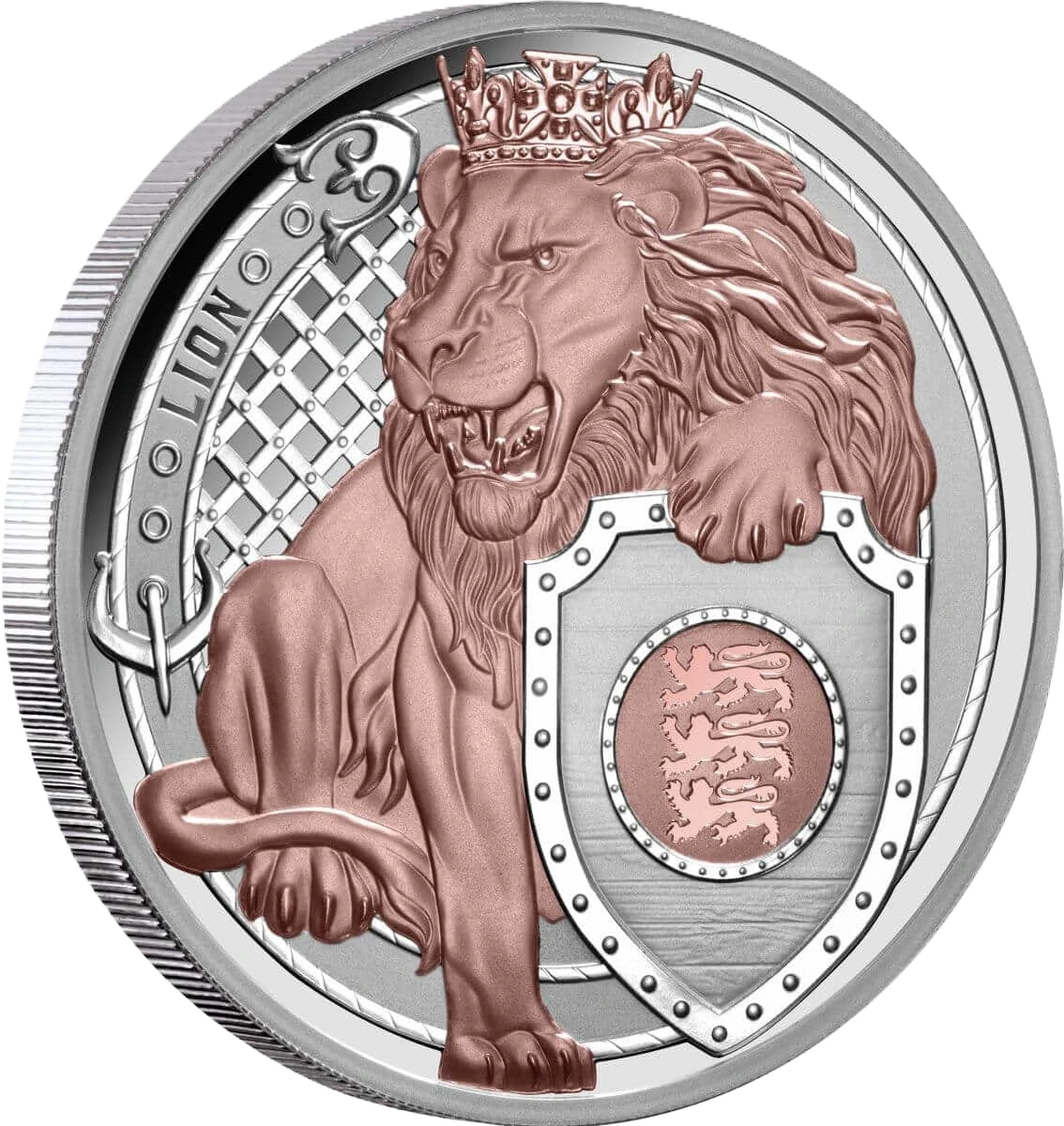2025 Niue Heraldic Beasts $1 Lion 1oz Rose Gold Plated Silver Proof Coin