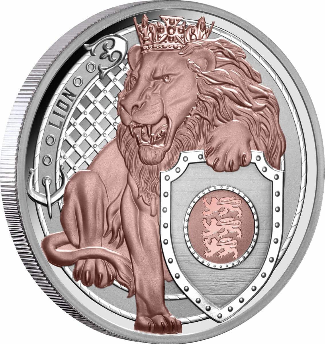 2025 Niue Heraldic Beasts $1 Lion 1oz Rose Gold Plated Silver Proof Coin