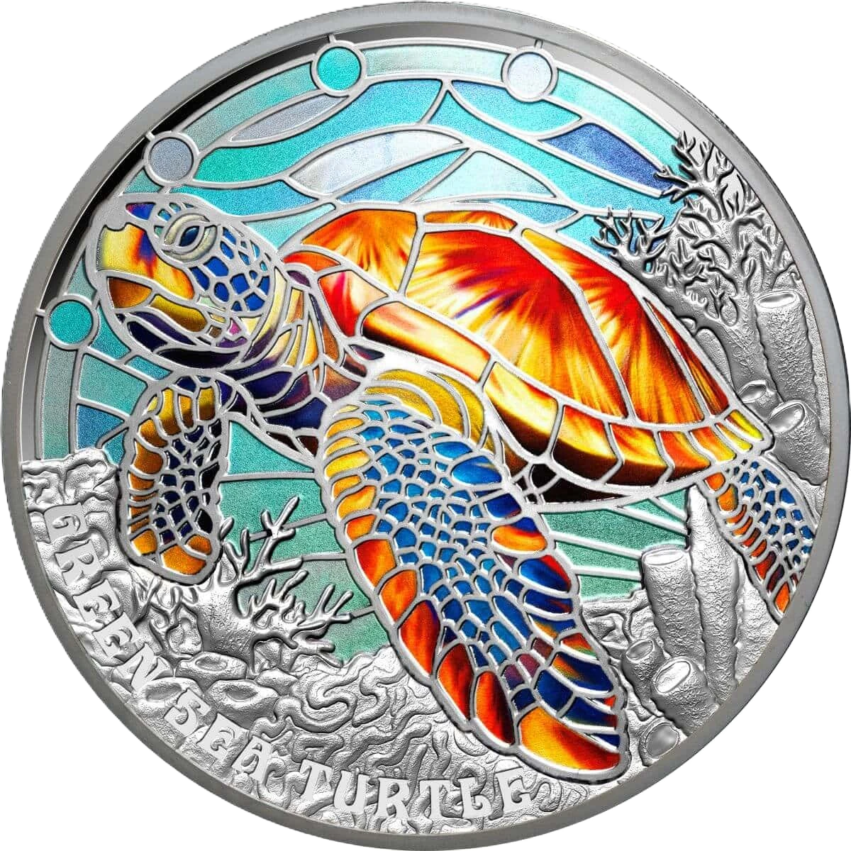 2025 Niue Nature’s Window Green Sea Turtle Colour 2oz Silver Proof Coin - Cert 33.