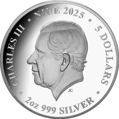 2025 Niue Nature’s Window Green Sea Turtle Colour 2oz Silver Proof Coin - Cert 33.