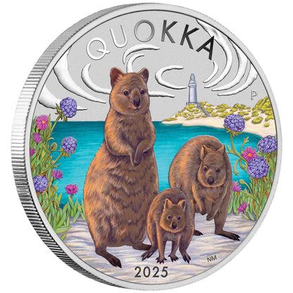 2025 Australian Quokka 1oz Silver Coloured Coin