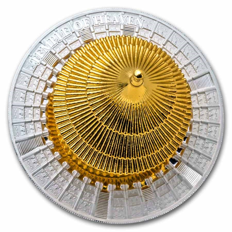 2025 Samoa Heaven Temple 3oz Gold Plated Silver Proof Coin