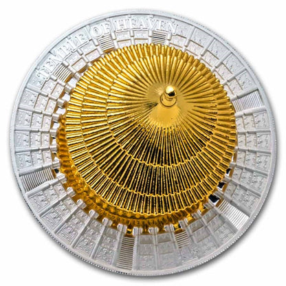 2025 Samoa Heaven Temple 3oz Gold Plated Silver Proof Coin