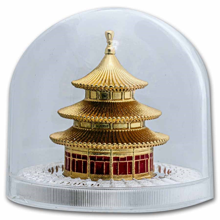 2025 Samoa Heaven Temple 3oz Gold Plated Silver Proof Coin