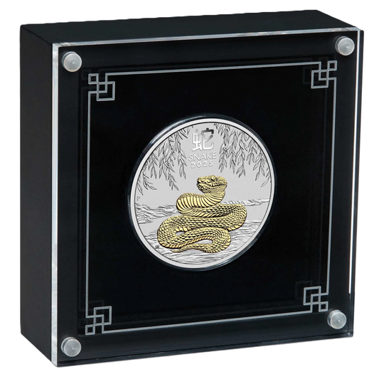 2025 Perth Mint Lunar Snake 1oz Silver Gilded Coin