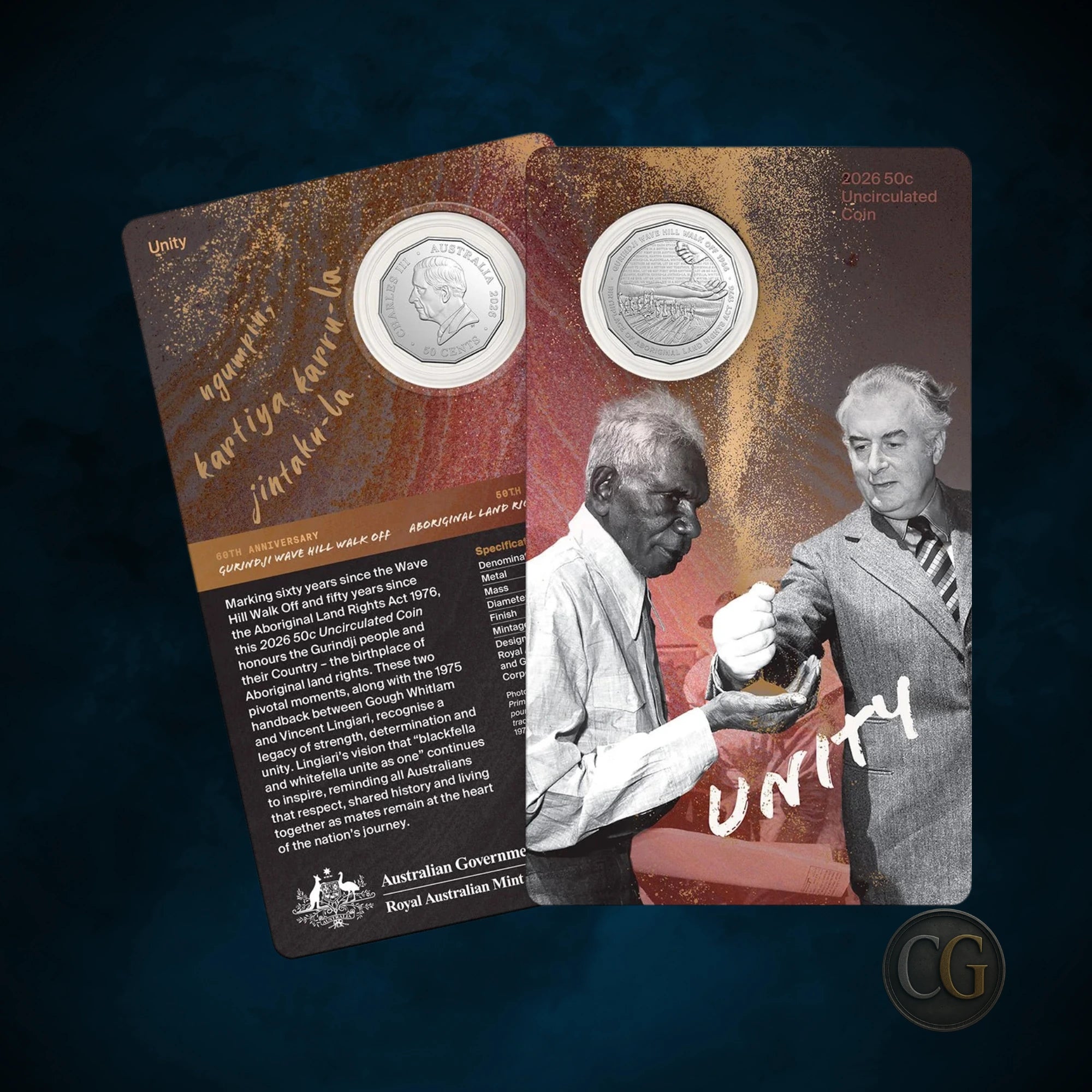 2026 RAM Unity Wave Hill  Walk Off 50c UNC Coin on Card