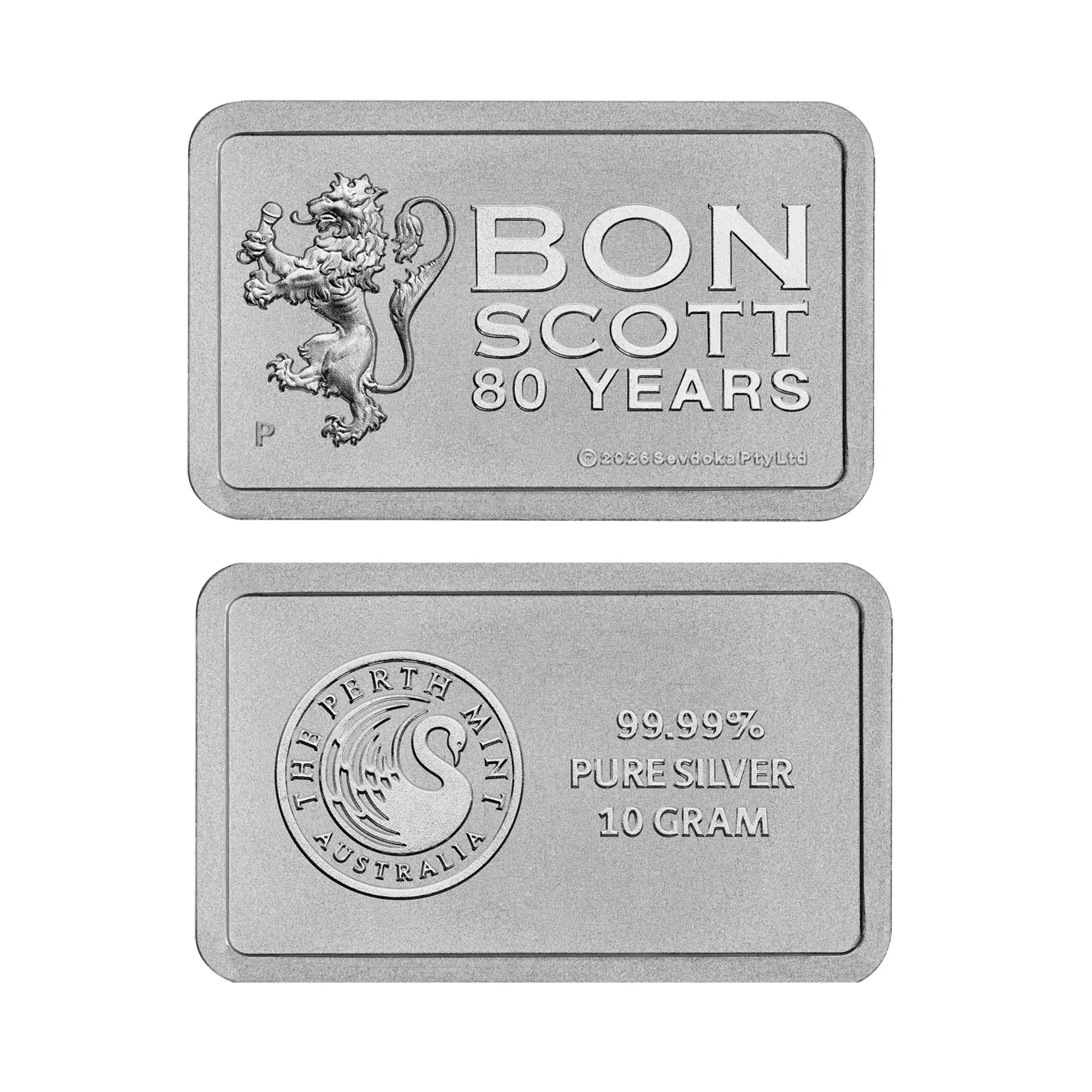 2026 Perth Mint Bon Scott 10g Silver Minted Bar