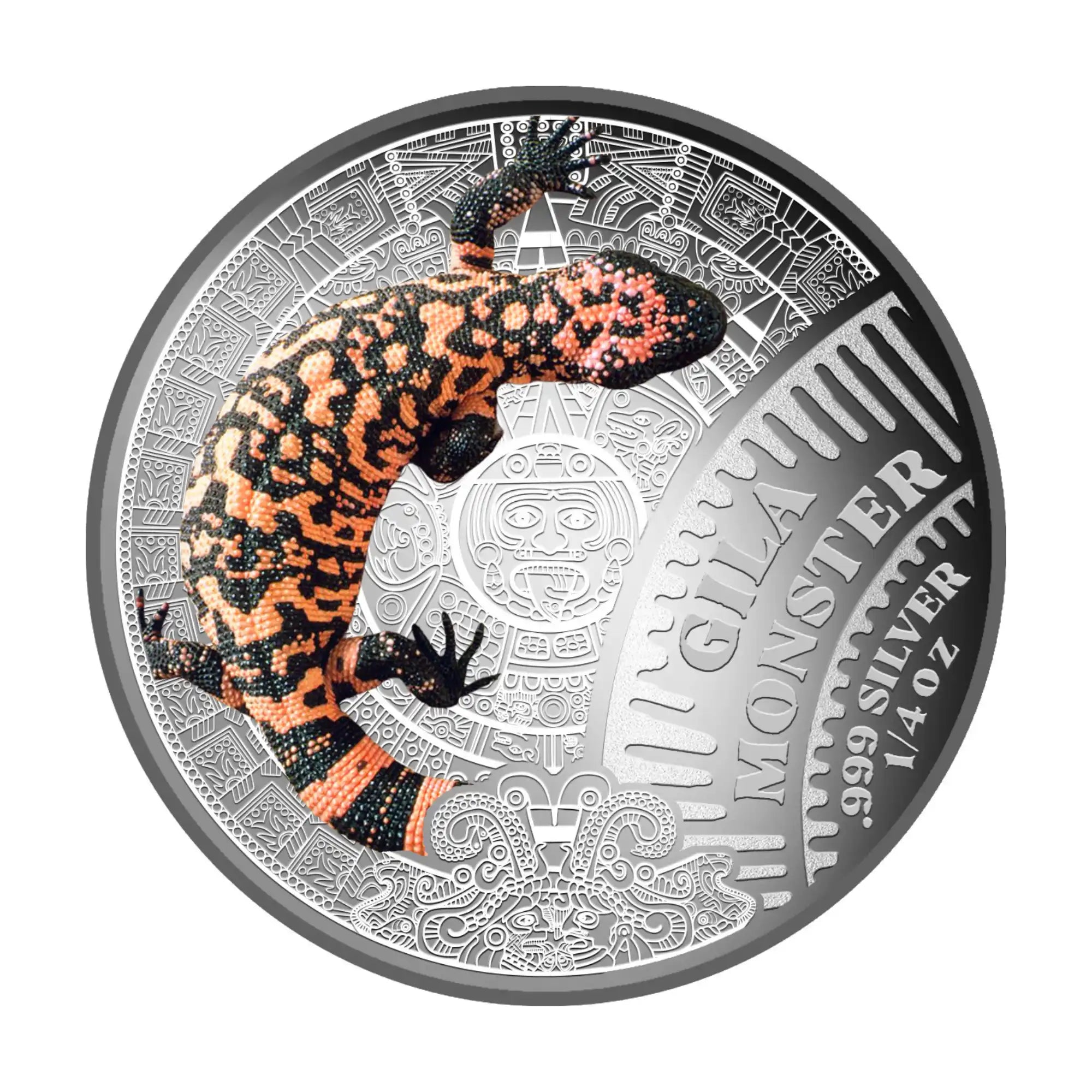 2026 Cameroon Mexican Cinco Grandes Gila Monster 1/4oz Silver Coin On Card