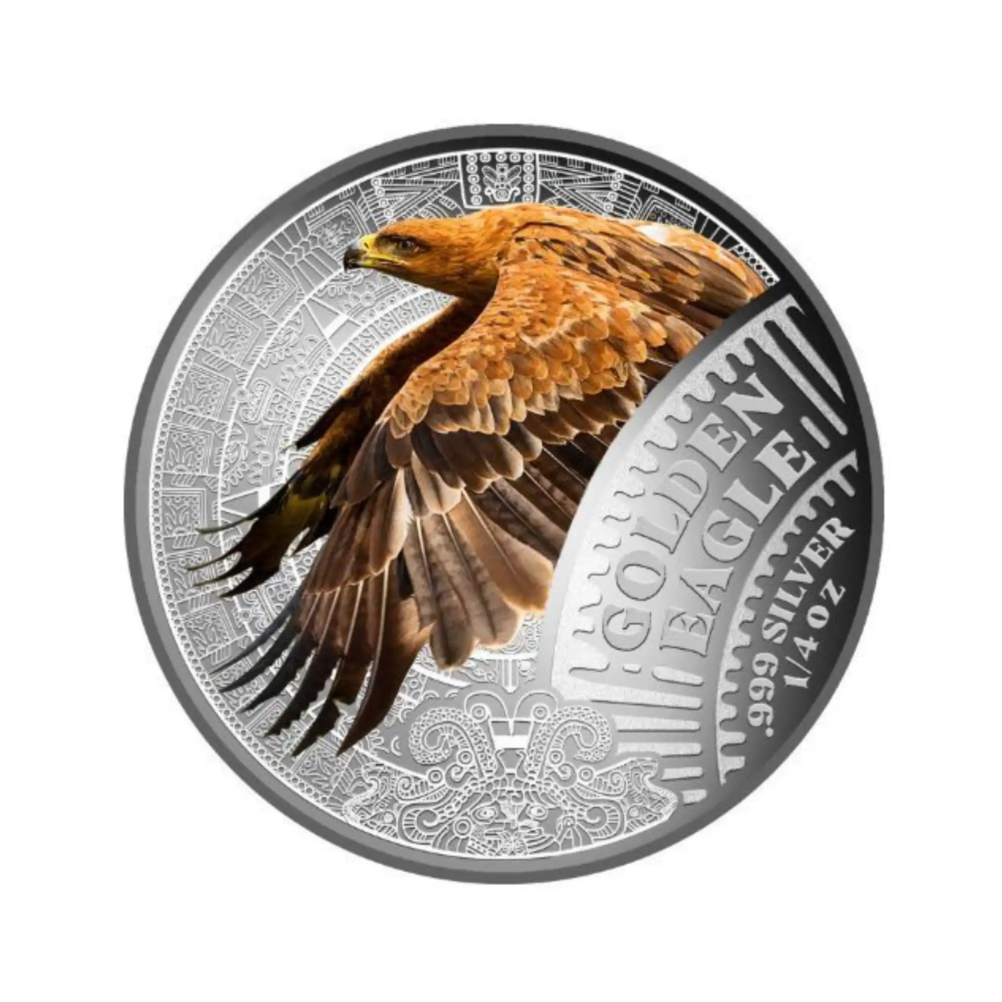 2026 Cameroon Mexican Cinco Grandes Golden Eagle 1/4oz Silver Proof Coloured Coin in Card