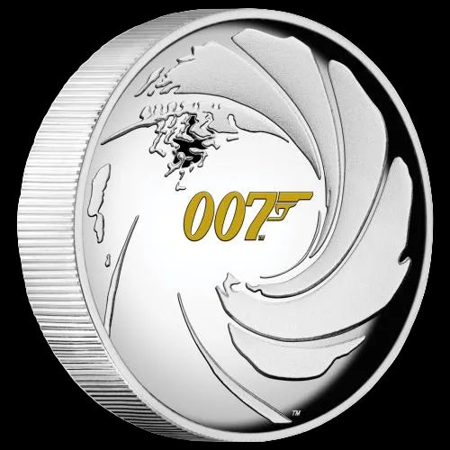 2020 Perth Mint  James Bond  Gun Logo 1oz Silver Proof High Relief Coin