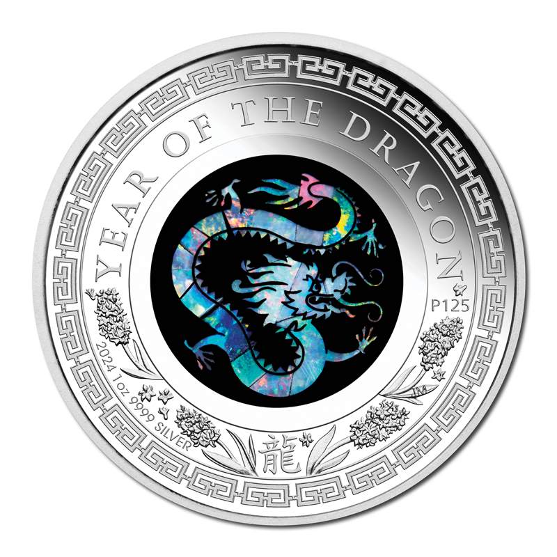 2024 Perth Mint Opal Lunar Dragon Silver Proof Coin