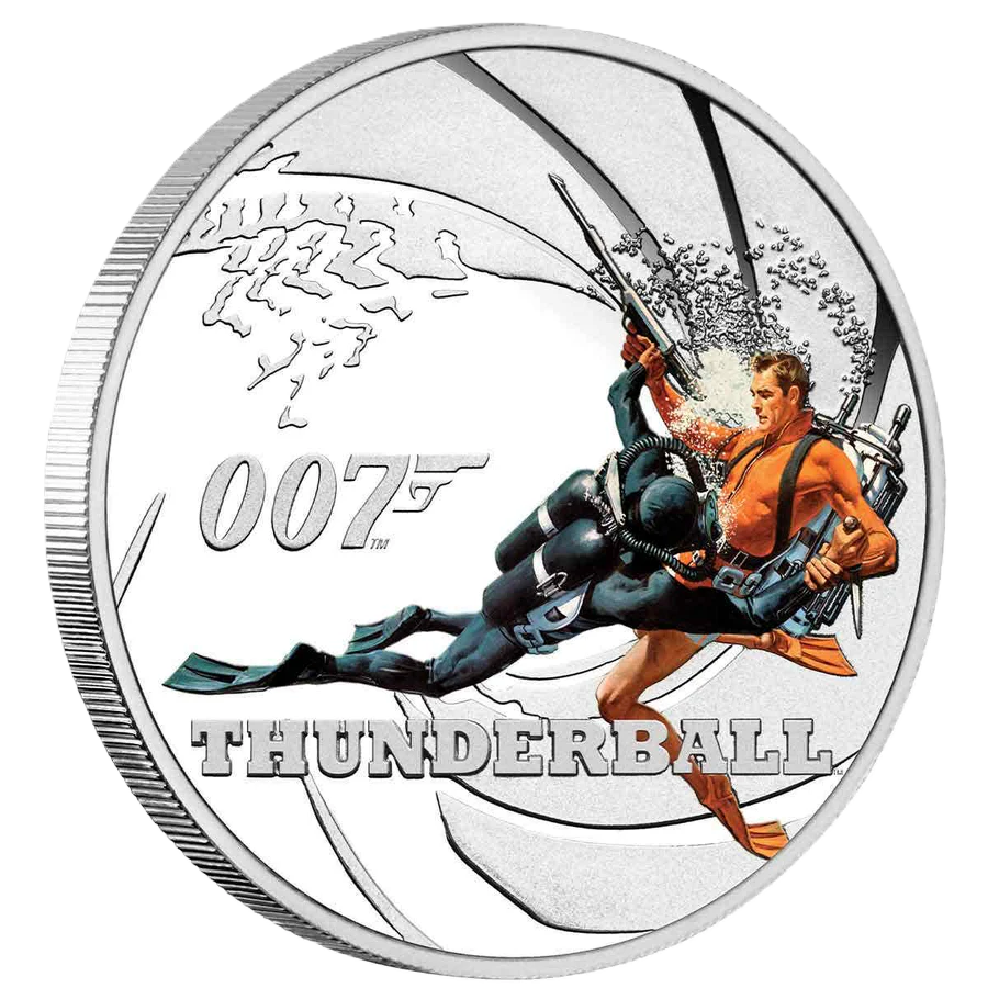 2021 Perth Mint James Bond Thunderball 1/2oz Silver Proof Coloured Coin