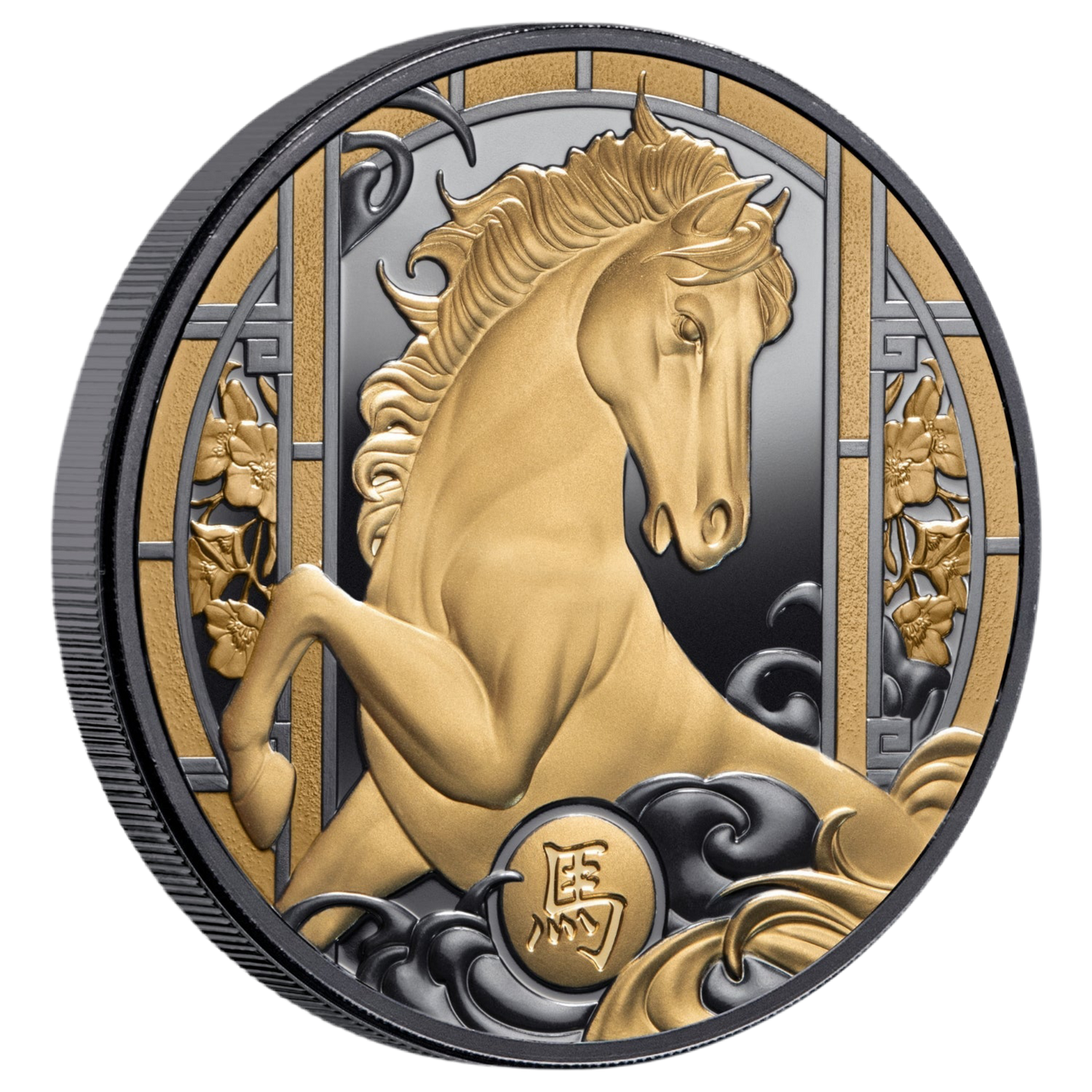 2026 LUNAR HORSE 1OZ GILDED SILVER BLACK PROOF COIN