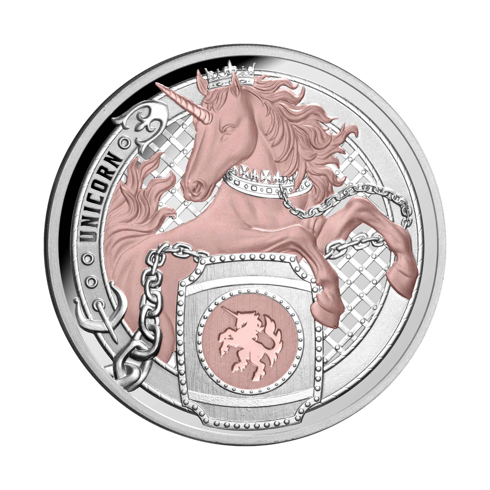 2026 Heraldic Beasts Unicorn 1oz Silver Proof Rose Gold Plated Coin