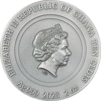 2023 Ghana Nature Architects Bumblebee 2oz Silver Antique HR Gilded Coin