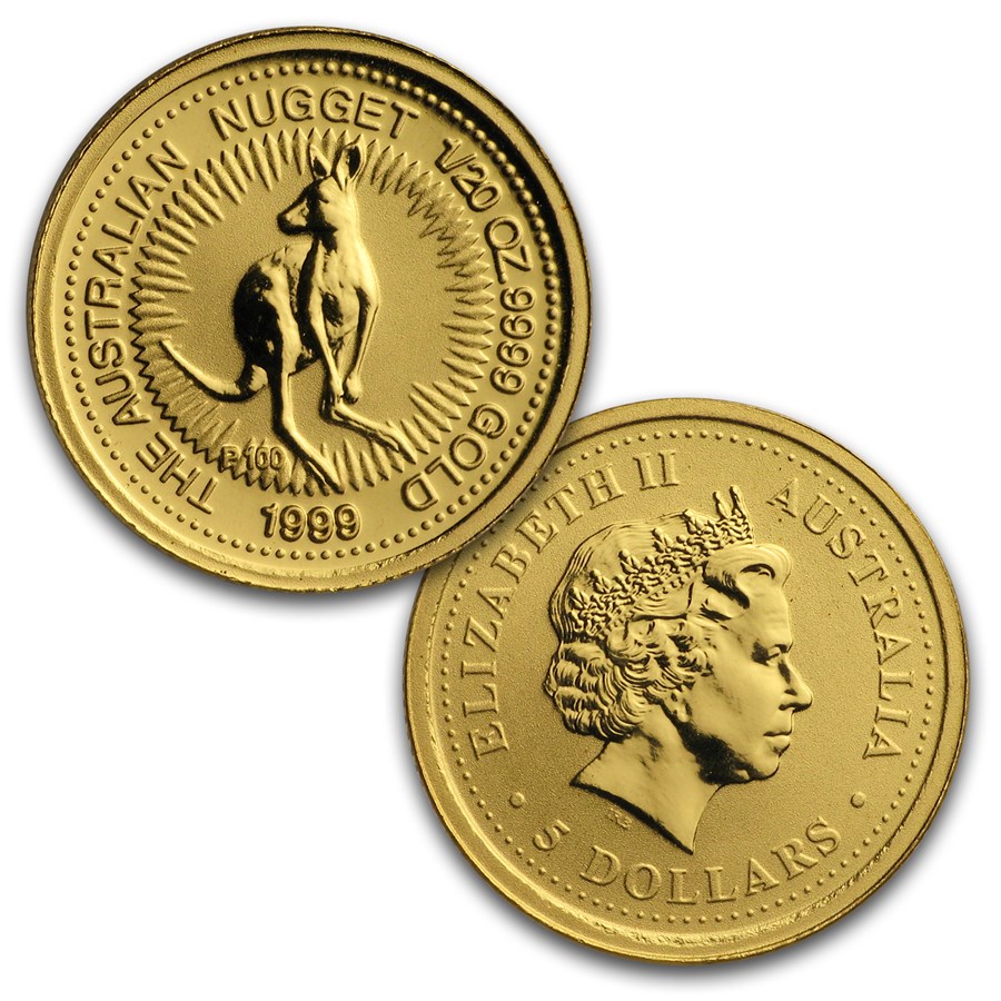 1990-1999 Perth Mint Kangaroo 1/20oz Gold 10 Coin Set