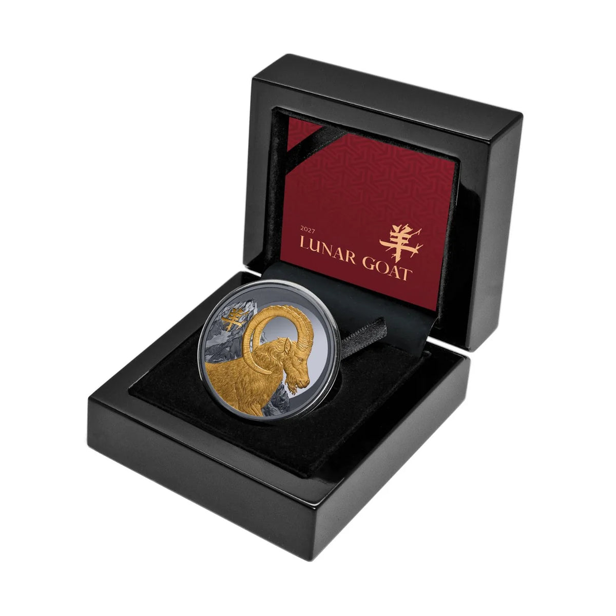 2027 Niue Lunar Goat 1oz Silver Gold-Plated Black Proof Coin