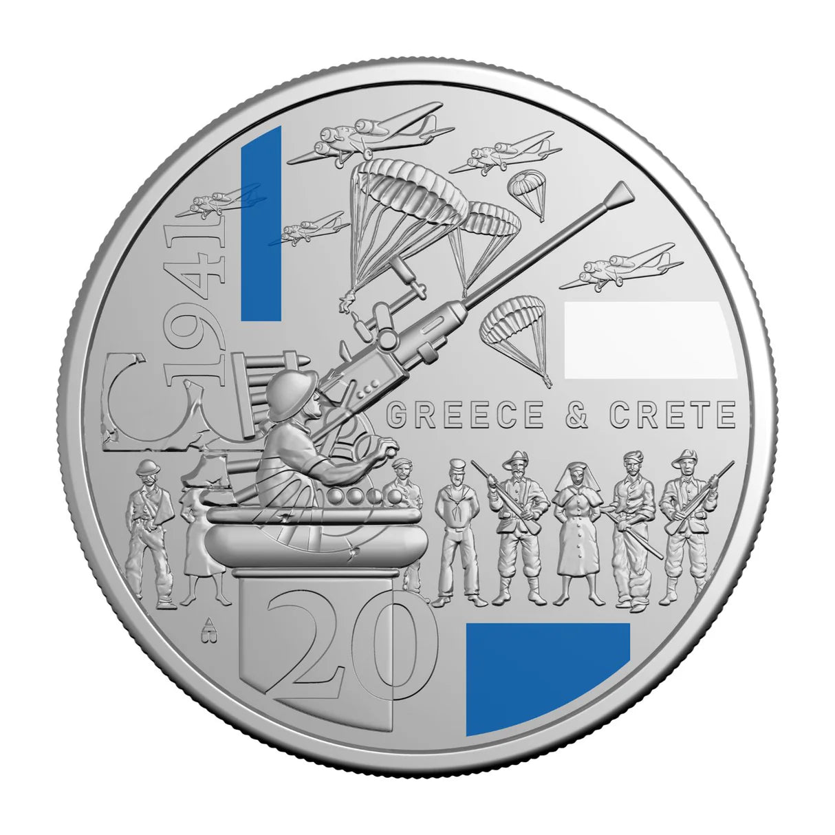 2026 RAM Greece & Crete 1941 20c UNC Coloured Coin