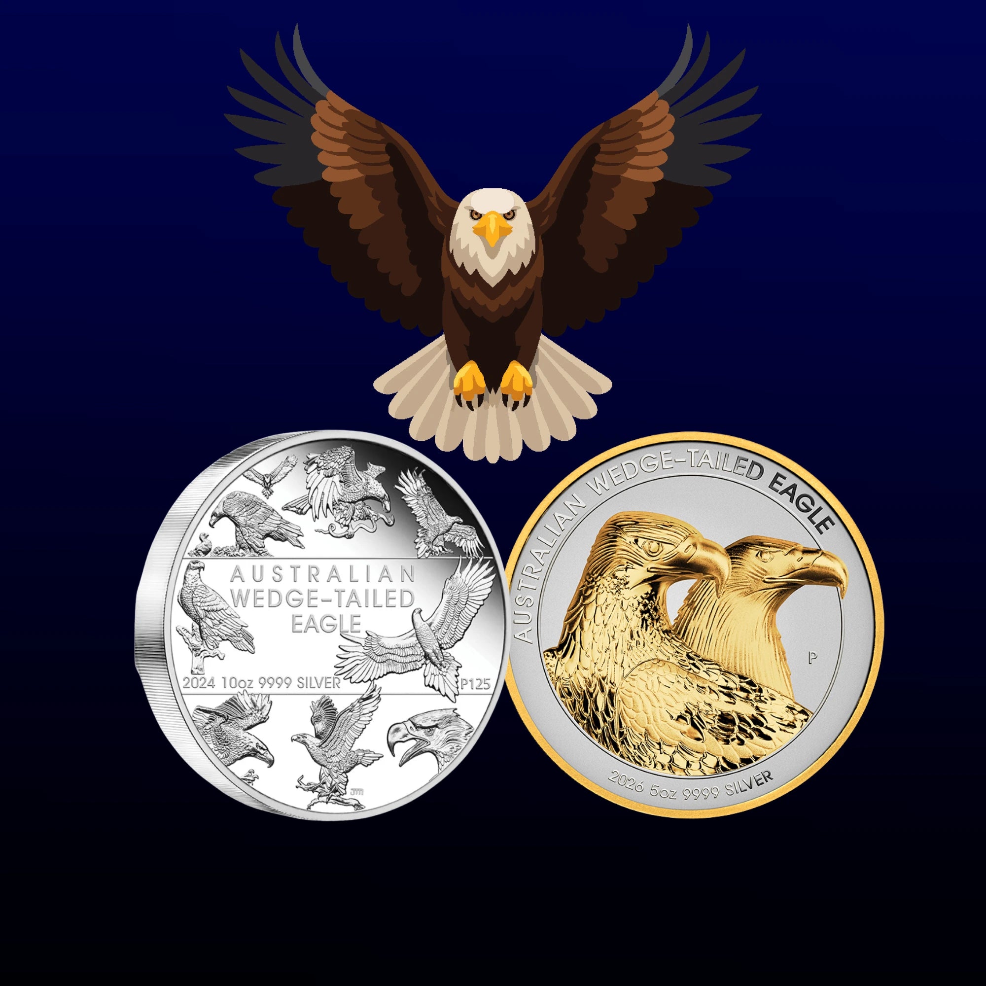 2024 & 2026 Perth Mint Wedge-Tailed Eagle Silver Premium 2-Coin Collection