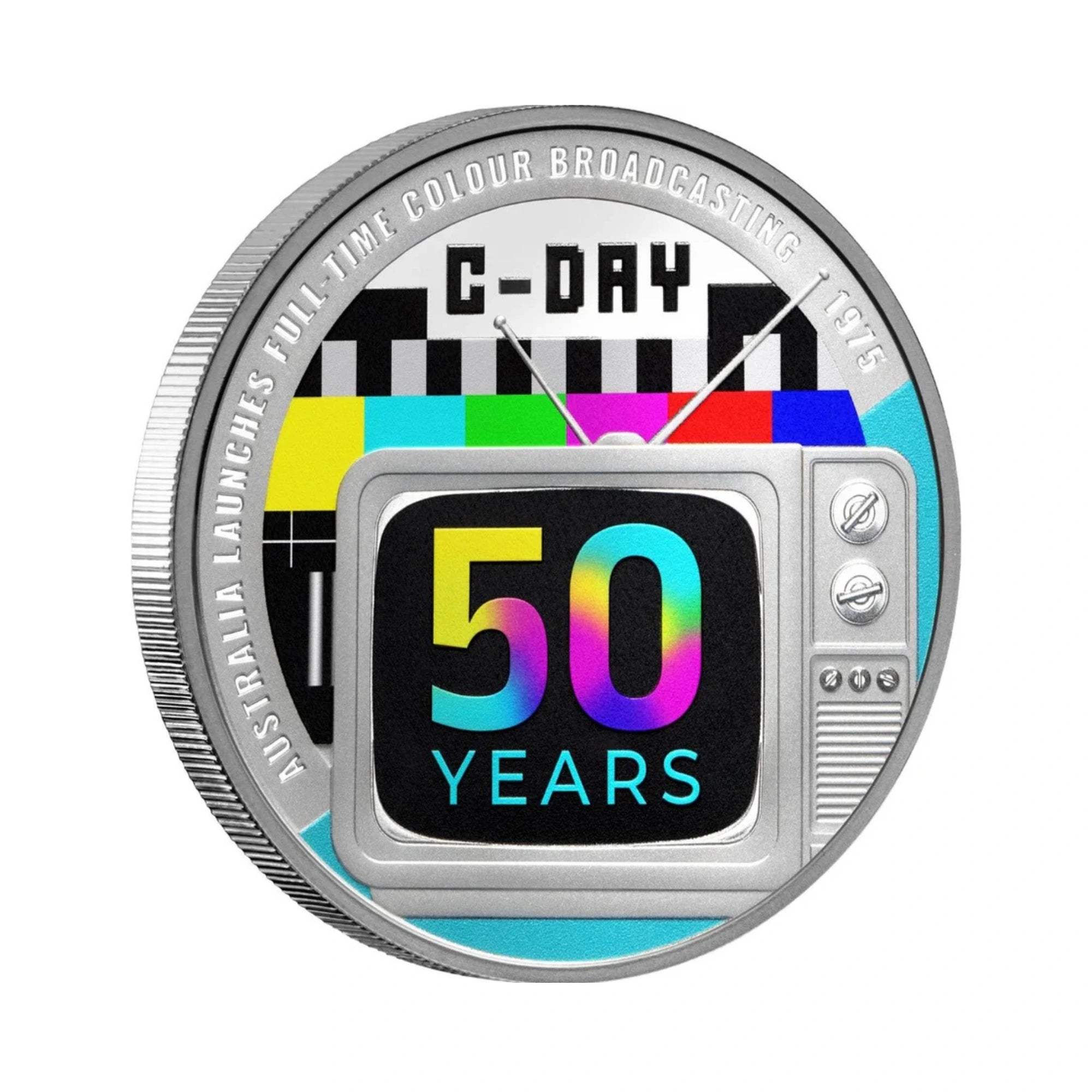2025 Perth Mint Colour TV 50th Anniversary 1oz Proof Silver Coin