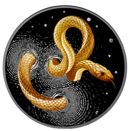 2024 Cameroon Snake 1oz Silver Ruthenium Dark Gilded HR coin