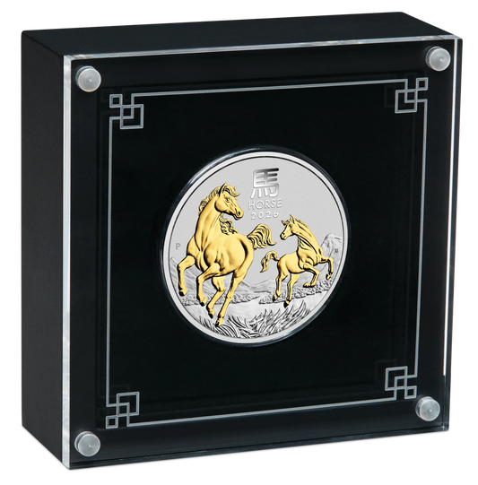 2026 PerthMint Year of the Horse 🐎  – 1oz Silver Gilded Coin