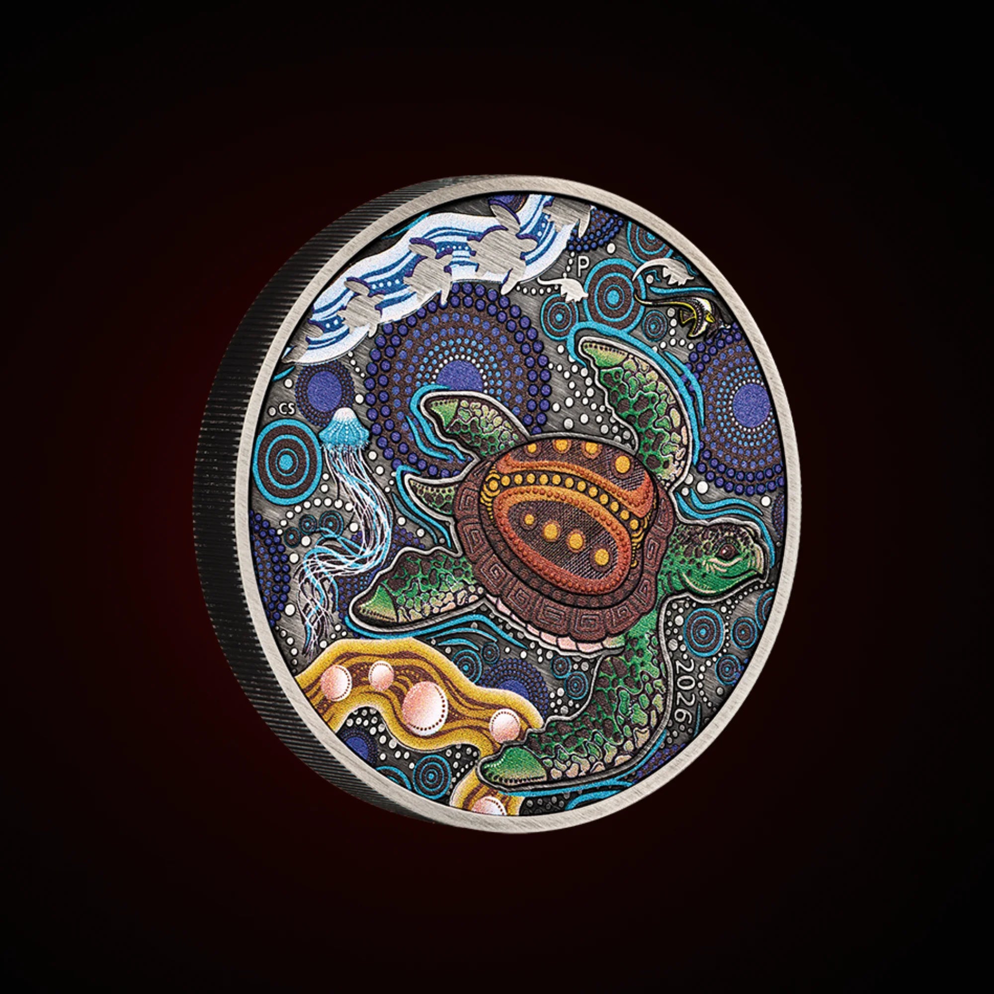 2026 Perth Mint Turtle Yaunati 2oz Silver Antiqued Coloured Coin