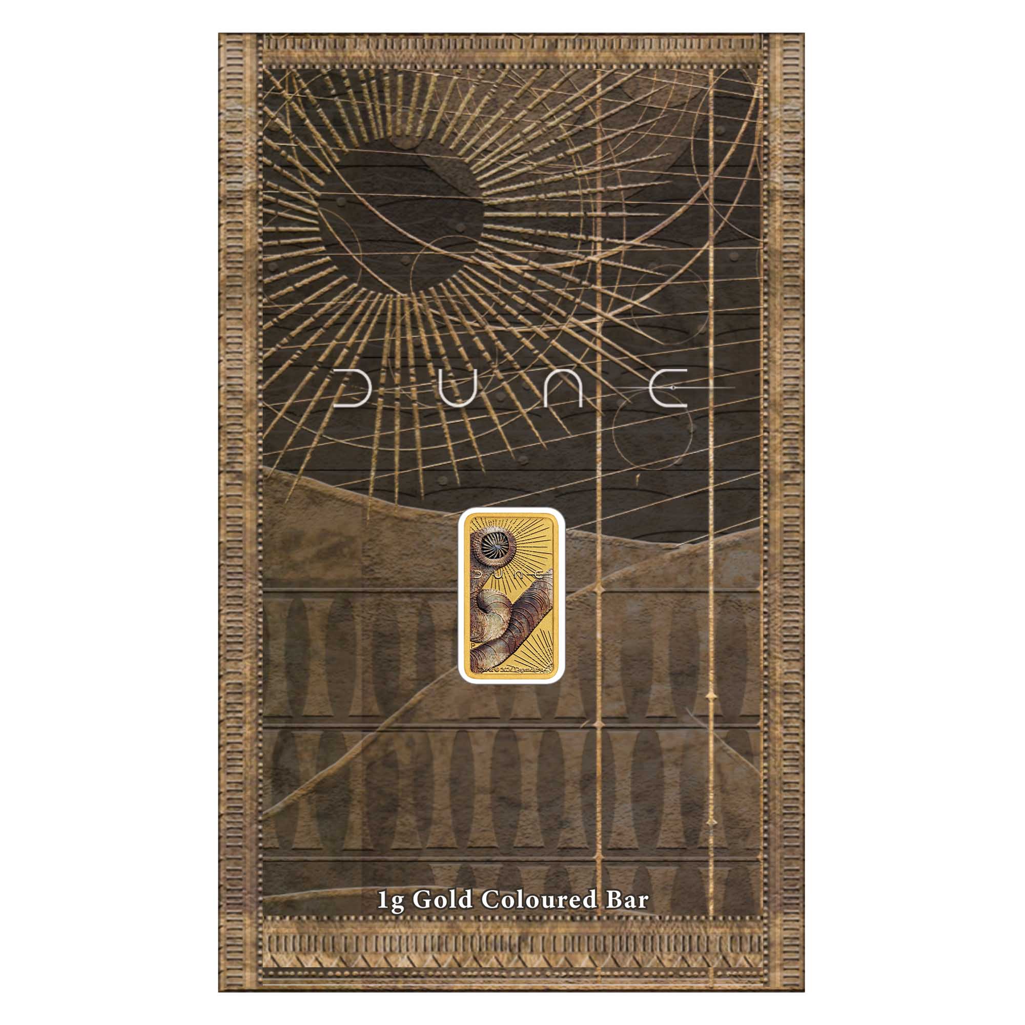 2026 Perth Mint DUNE 1g Gold Coloured Bar on Card