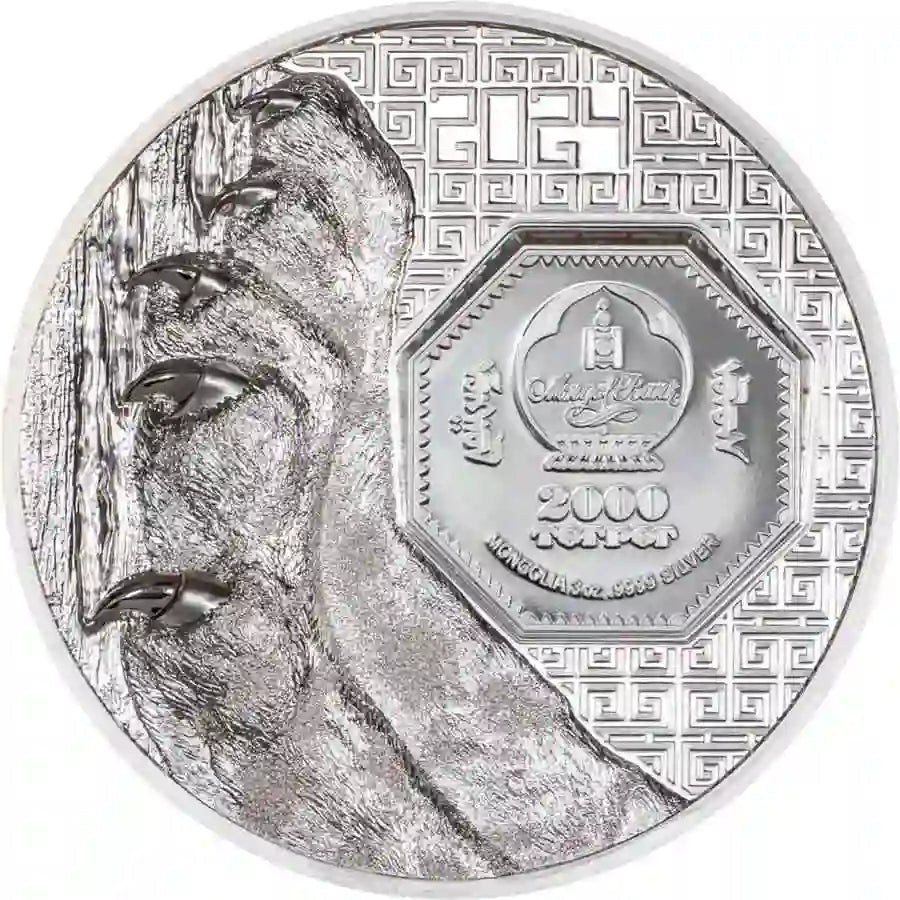 2024 Mongolia Snow Leopard 3oz Silver Proof Ultra HR Coin